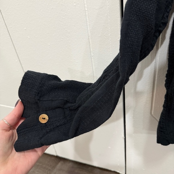 Free People Black Textured Linen Jacket - Picture 4 of 10